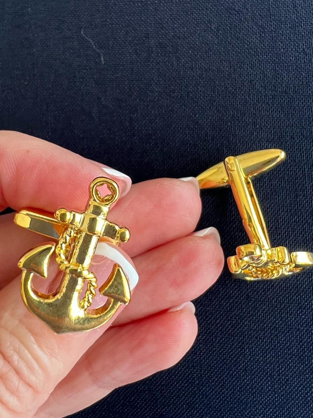 Gold Anchor Cufflinks for Men - Classic Nautical Style